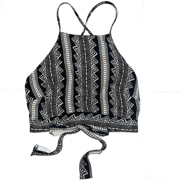 Dry Goods Tops - Fashion on earth by Dry Goods cotton black and white print high neck halter top
